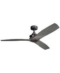 56" Kichler Ried Driftwood Anvil Iron Ceiling Fan with Wall Control