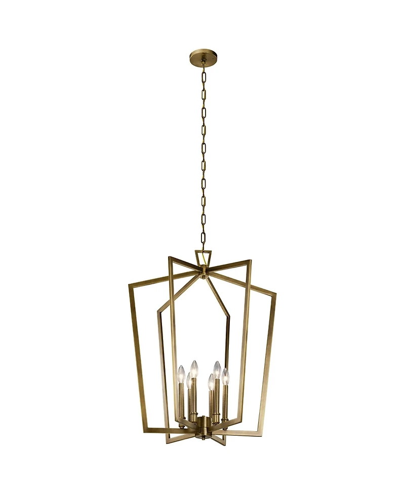 Kichler Abbotswell 24 3/4" Natural Brass 6-Light Modern Foyer Pendant