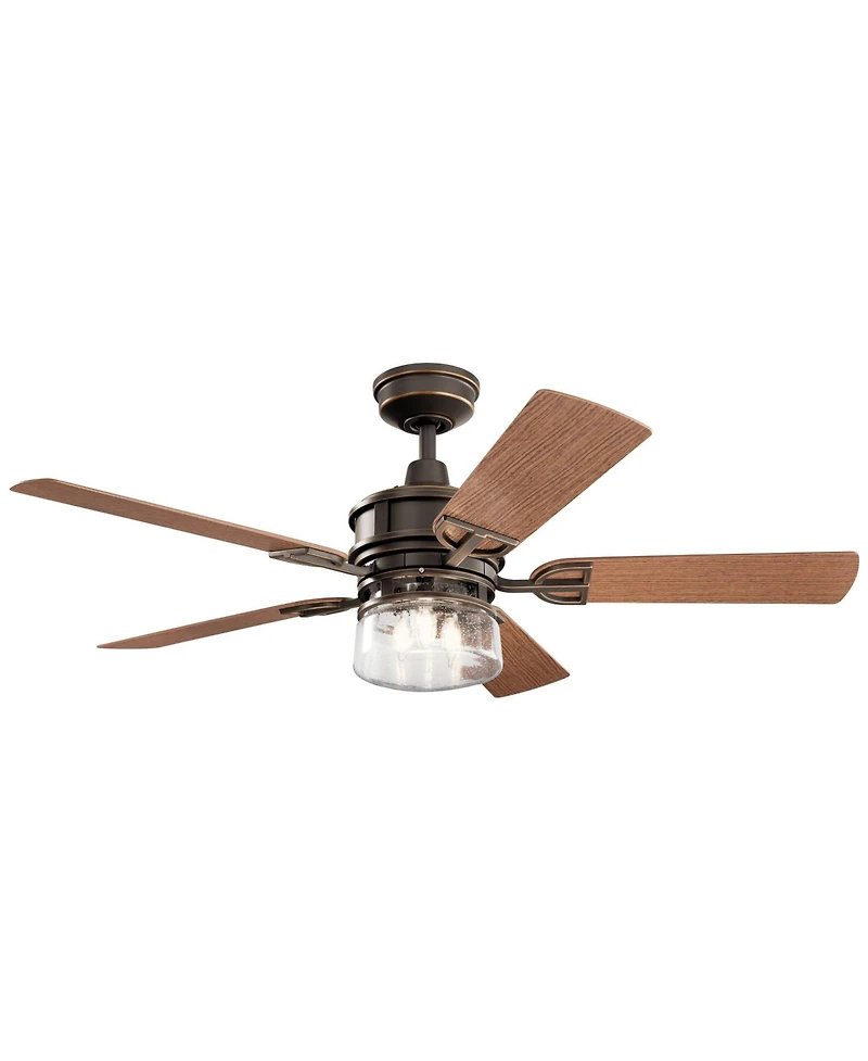 52" Kichler Lyndon Bronze Led Wet Rated Ceiling Fan with Wall Control