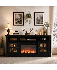 Electric Fireplace Insert 30 Inch Remote Control for Tv Stand Fits TVs Up to 65 Inches Overheating Protection 8H Timer Digital Display Black