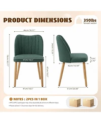 Wood Dining Chairs Set of 4, Armless Dining Chairs with Backrest, Upholstered Dining Chairs Modern Fabric Kitchen Chairs with Wooden Leg for Kitchen