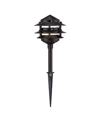 John Timberland Pagoda 12" High Modern 12-Piece Outdoor Landscape Lighting Set Porch House Led Bulb Dusk To Dawn Black Aluminum