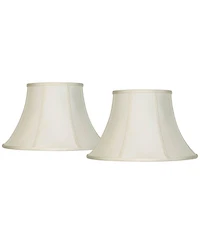 Imperial Shade Set of 2 Bell Lamp Shades Cream Large 9" Top x 17" Bottom x 11" Slant x 10.5" High Spider with Replacement Harp and Finial Fitting