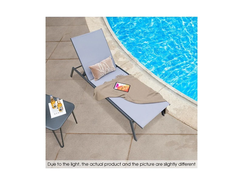 Boyel Living Outdoor Adjustable Chaise Lounge Chair with Lay Flat Position and Quick-Drying Fabric