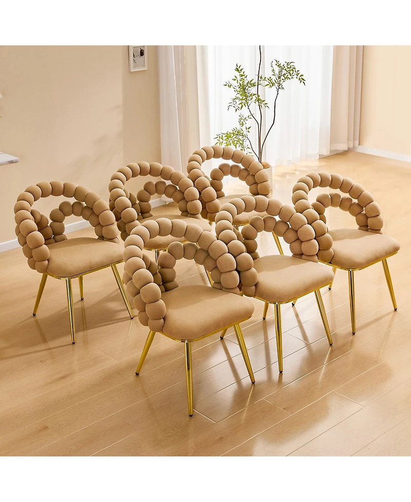 Flynama 2 Pack Modern Velvet Dining Chairs, Bubble Padded Back Accent Chairs with Metal Legs