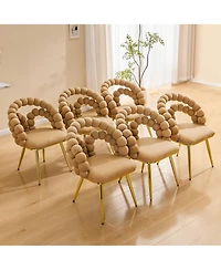 Flynama 2 Pack Modern Velvet Dining Chairs, Bubble Padded Back Accent Chairs with Metal Legs