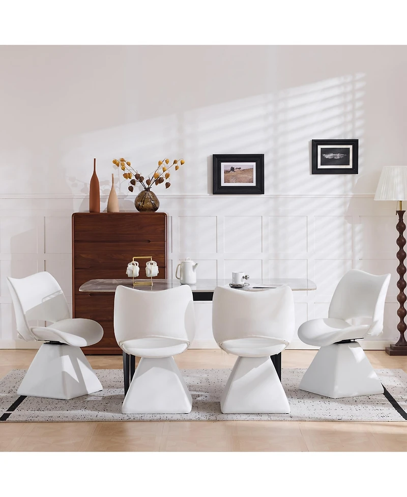 Flynama Set of 2 Swivel Dining Chairs, Faux Leather Modern Accent Chairs, High Back Kitchen Seating