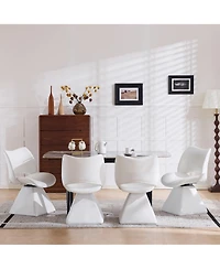 Flynama Set of 2 Swivel Dining Chairs, Faux Leather Modern Accent Chairs, High Back Kitchen Seating