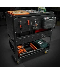 Streamdale Furniture 3-Tier Detachable Rolling Utility Tool Cart with Pegboard