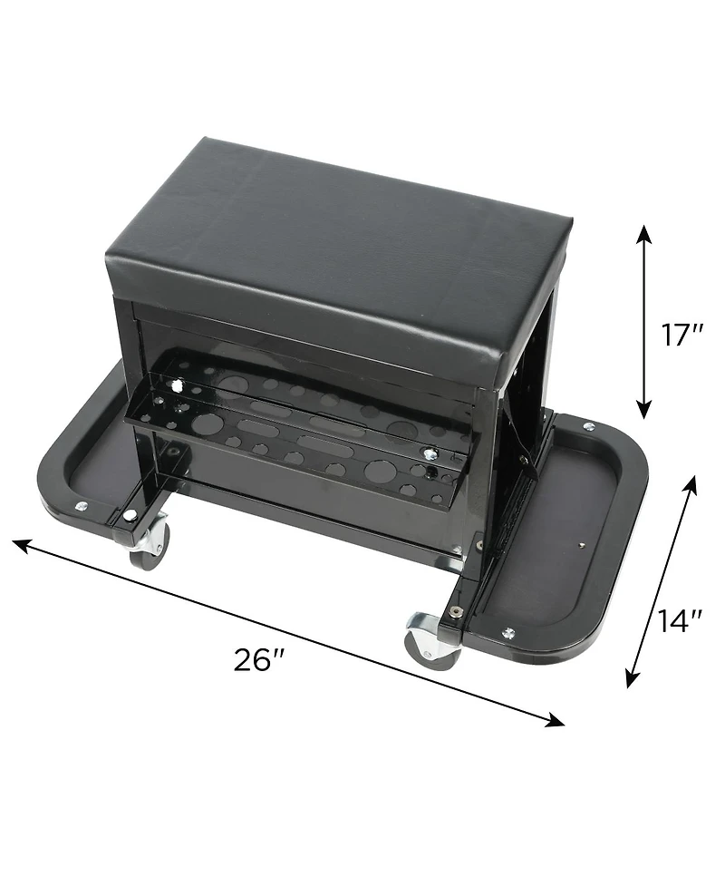 Streamdale Furniture Rolling 3-Drawer Tool Chest Mechanic Seat, 350Lbs Capacity