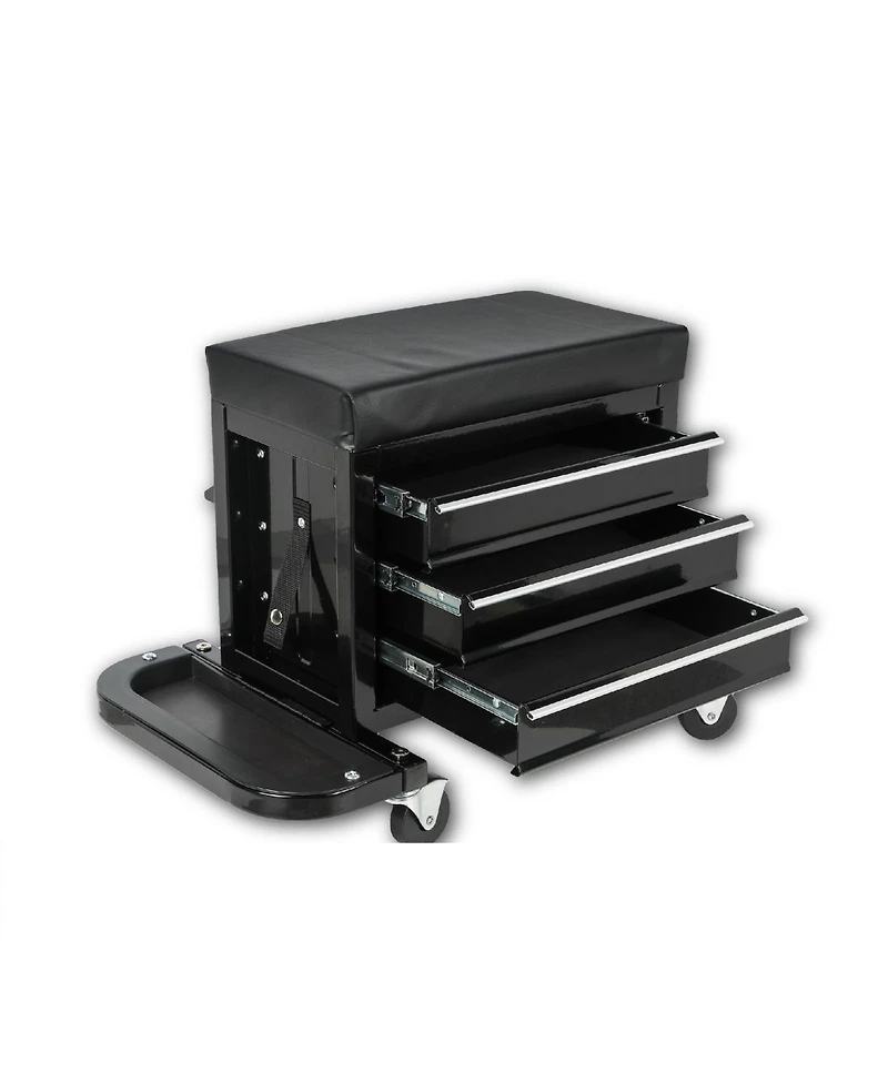 Streamdale Furniture Rolling 3-Drawer Tool Chest Mechanic Seat, 350Lbs Capacity