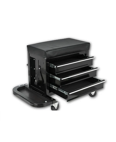 Streamdale Furniture Rolling 3-Drawer Tool Chest Mechanic Seat, 350Lbs Capacity