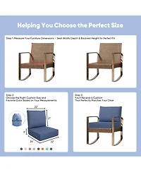 Pocassy Outdoor Deep Seat Cushion Set 24"x22", 6-inch Thicked Waterproof Patio Furniture Cushions with Removable Cover