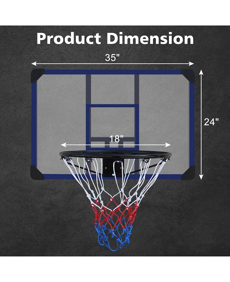 Zeny Wall-mounted basketball hoop, shatterproof back, folding hoop, durable hoop and all-weather mesh for indoor and outdoor use