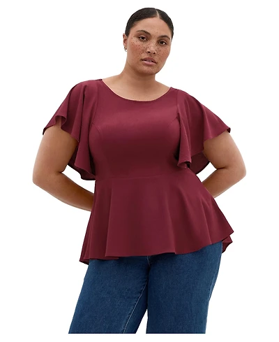City Chic Women's Plus Romantic Mood Peplum Top