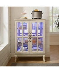 Streamdale Furniture Glass Storage Cabinet with Rgb Lights and 2 Shelves