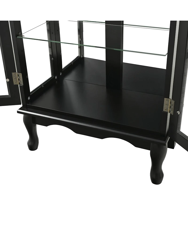 Streamdale Furniture Streamdale Lighted 3-Tier Glass Curio Cabinet with Adjustable Shelves and Mirrored Back
