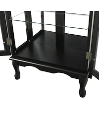 Streamdale Furniture Streamdale Lighted 3-Tier Glass Curio Cabinet with Adjustable Shelves and Mirrored Back