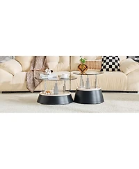 Streamdale Furniture Glass Round Nesting Coffee Table Set - 2 Piece