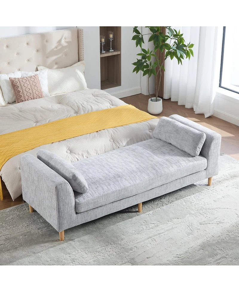 Streamdale Furniture Modern Upholstered Chenille Daybed with Armrests and Bolster Pillows