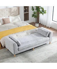 Streamdale Furniture Modern Upholstered Chenille Daybed with Armrests and Bolster Pillows