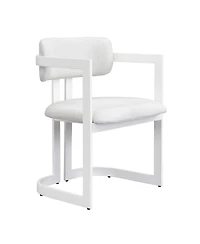 Flynama Set of 2 Fabric Arm Dining Chairs, Iron Metal Frame 265 Lbs Weight Capacity