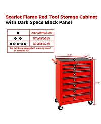 Streamdale Furniture Rolling 7-Drawer Metal Tool Chest and Cabinet with Ball Bearing Slides