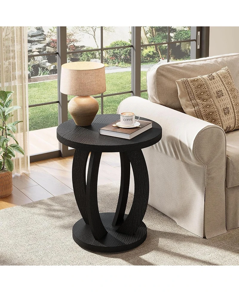 Tribesigns Round End Table with Storage