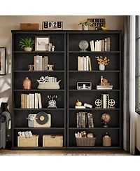 Tribesigns 2 Pieces 71 Inches Tall Bookshelf, 6-Tier Freestanding Bookcase for Living Room, Anti Tipping Devices Included