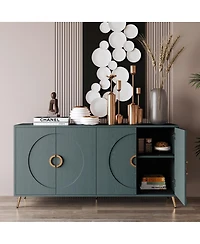 Streamdale Furniture Streamdale 60" Italian Green Wood Grain 4-Door Sideboard with Gold Handles
