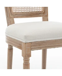 Streamdale Furniture Farmhouse Solid Wood Dining Chairs, Linen Cushion, Set of 2