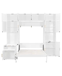 Streamdale Furniture Full Size Murphy Bed with Desk, Storage Cabinets and Led Light