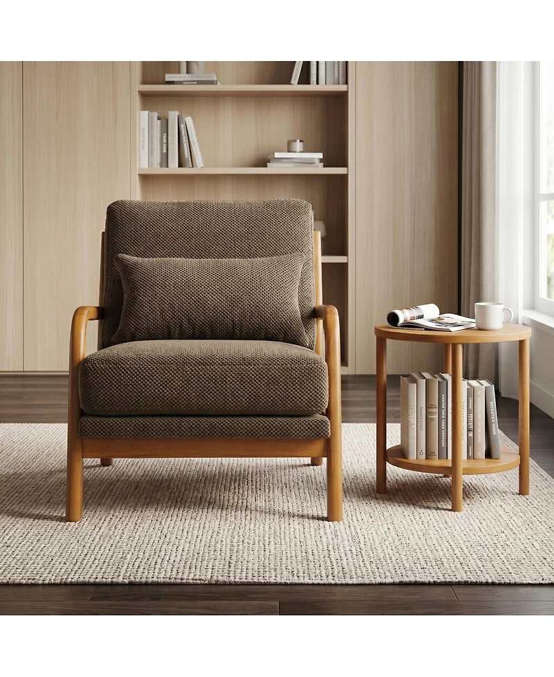 Streamdale Furniture Modern Solid Wood Accent Chair with Nubby Upholstery