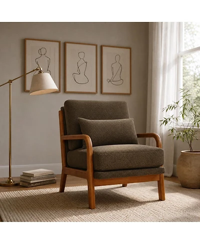Streamdale Furniture Modern Solid Wood Accent Chair with Nubby Upholstery
