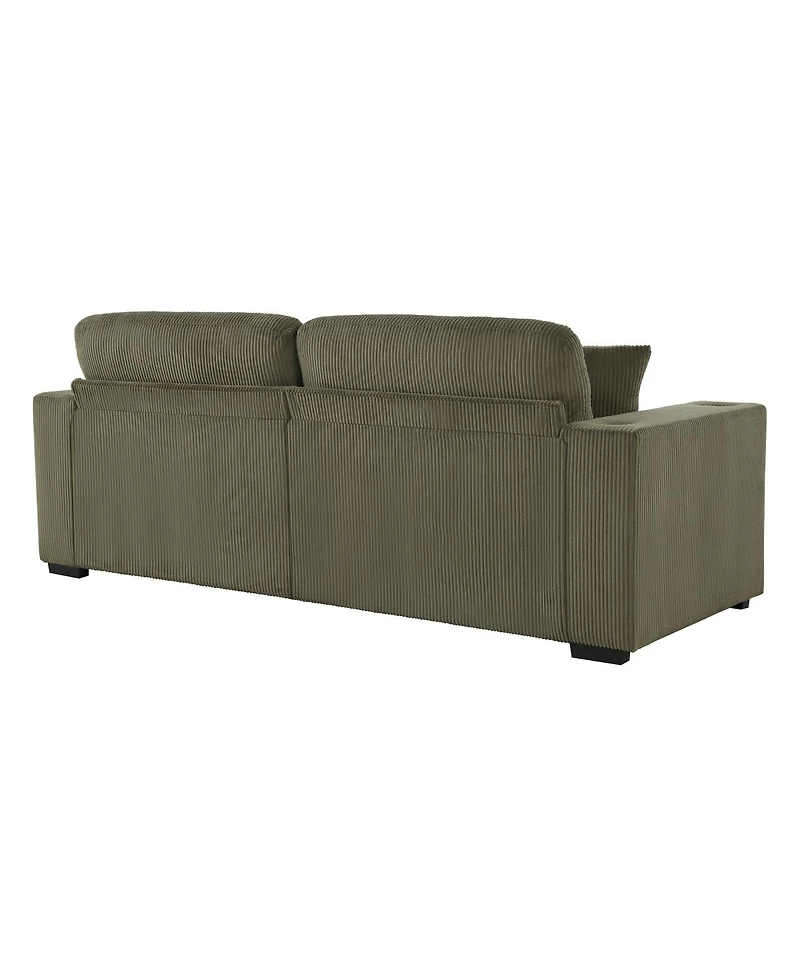 Streamdale Furniture 86.5" Corduroy L-Shaped Sectional Sofa with Usb Ports and Cup Holders