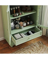 Streamdale Furniture Farmhouse Arched Glass Buffet Cabinet with Drawers