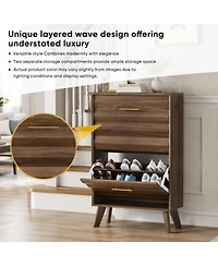 Streamdale Furniture Mid-Century Modern Slim Flip-Top Shoe Cabinet