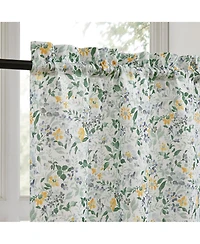 No. 918 Portia Watercolor Wildflower Semi-Sheer Rod Pocket Kitchen Curtain Tier Pair