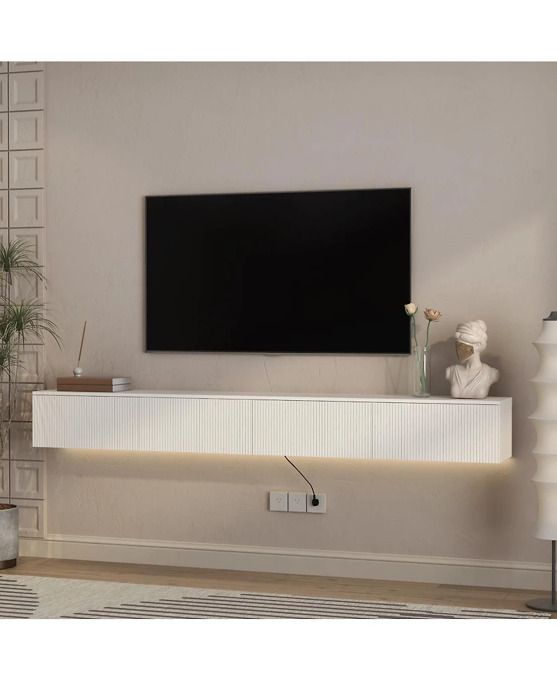 Streamdale Furniture Led Floating Tv Stand Wall Mounted, 86.6" Modern Entertainment Center