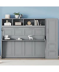Streamdale Furniture Full Size Murphy Bed with Closet and Drawers