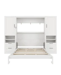 Streamdale Furniture Queen Size Murphy Bed with Closet, Drawers and Shelves