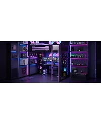 Streamdale Furniture Full-Size Wooden Gaming Loft Bed with Desk, Storage, Rgb Lights and Wardrobe
