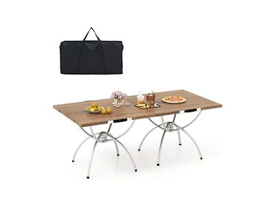 Boyel Living 2 Pack Folding Camping Table with Wood-grain Tabletop for Hiking Party