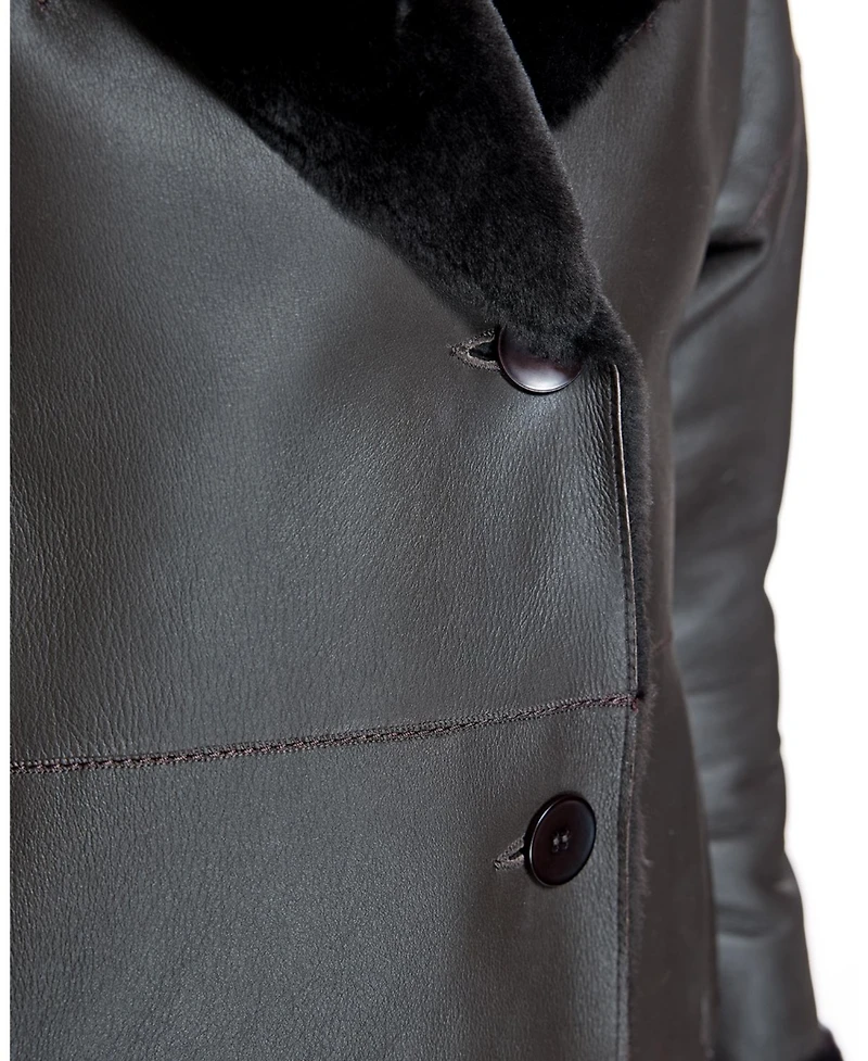 Julia & Stella By Maximilian Women's Reversible Shearling Hooded Jacket