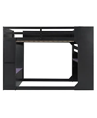 Streamdale Furniture Full Size Wood Loft Bed with Desk, Storage, Drawers and Rgb Lights