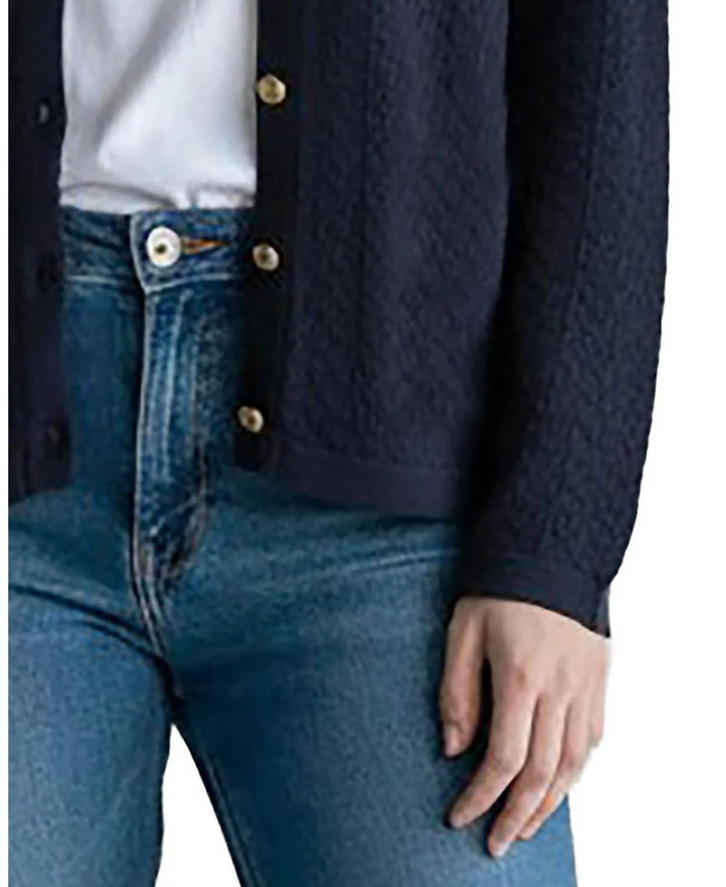Hope & Henry Women's Organic Cotton Pointelle Cardigan