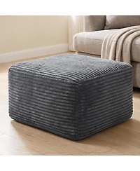 Streamdale Furniture 37.5" Corduroy Square Upholstered Ottoman Foot Stool