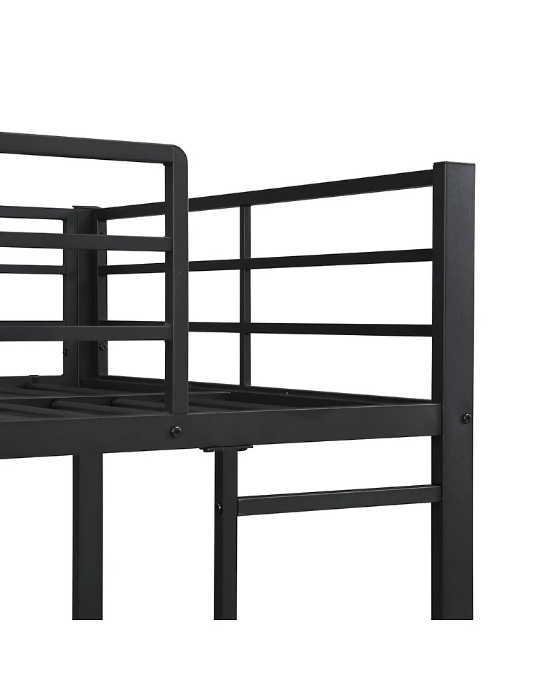 Streamdale Furniture Twin Metal Loft Bed with Desk and Open Storage Cabinet