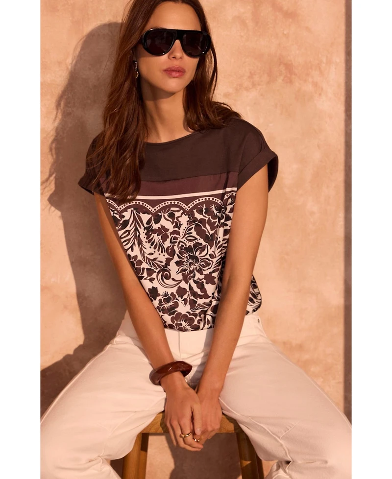 Mint Velvet Women's Floral Print Cap Sleeve Top