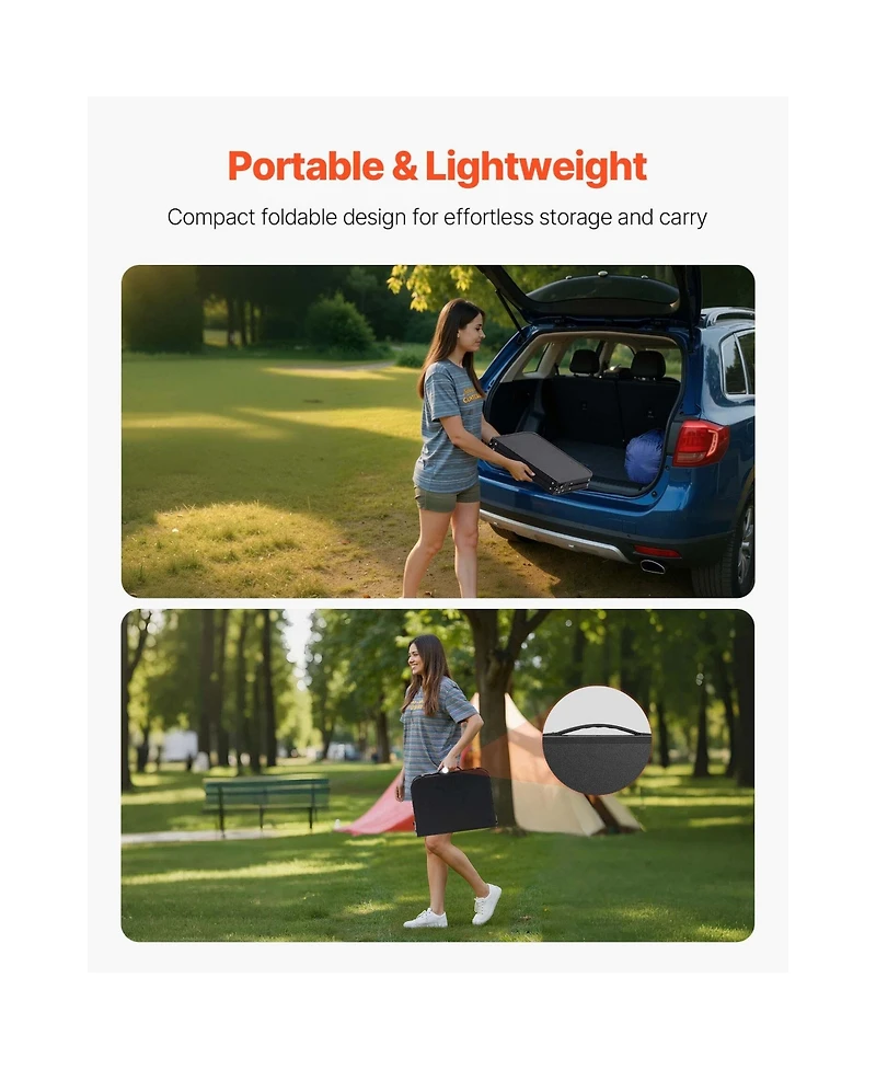 Mountaintop Folding Camping Table, Adjustable Height Side Tables, Aluminum Mdf Beach Table with Mesh Layer, Carrying Handle, Lightweight Compact
